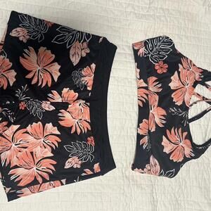 Tempt Me Black Coral Hibiscus Bikini Set – Size Large – BNWOT